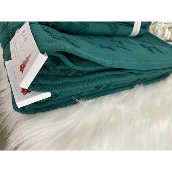 Bella Lux Hand & Bath Towels Set Christmas Collection Green Bows Set of 4 - Picture 5 of 8